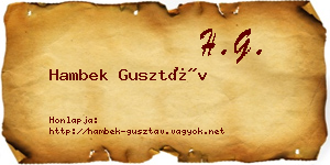 Hambek Gusztáv névjegykártya